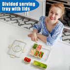 Divided Serving Tray with Lid and Handle - Snackle Box Charcuterie Container for Portable Snack Platters - Ideal, alternate