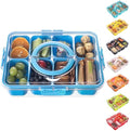 Divided Serving Tray with Lid and Handle - Snackle Box Charcuterie Container for Portable Snack Platters