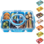 Divided Serving Tray with Lid and Handle - Snackle Box Charcuterie Container for Portable Snack Platters