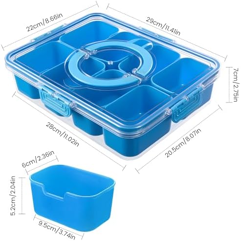 Divided Serving Tray with Lid and Handle - Snackle Box Charcuterie Container for Portable Snack Platters, alternate view 3