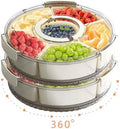 Divided Serving Tray with Lid and Handle, Stackable Snackle Box Container for Fruits Candy Organizer, Portable