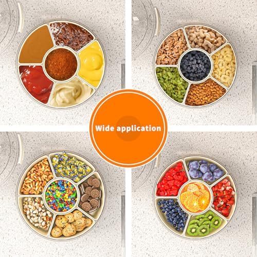 Divided Serving Tray with Lid and Handle, Stackable Snackle Box Container for Fruits Candy Organizer, Portable, alternate