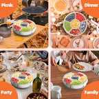 Divided Serving Tray with Lid and Handle, Stackable Snackle Box Container for Fruits Candy Organizer, Portable, alternate