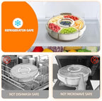 Divided Serving Tray with Lid and Handle, Stackable Snackle Box Container for Fruits Candy Organizer, Portable, alternate
