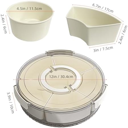 Divided Serving Tray with Lid and Handle, Stackable Snackle Box Container for Fruits Candy Organizer, Portable, alternate