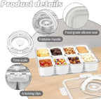 Divided Serving Tray with Lid and Handle, Time Recording 8 Compartments Snackle Box Container - Charcuterie, alternate view 6