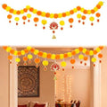 Diwali Artificial Marigold Garland with Lotus and Bell for Home Decoration
