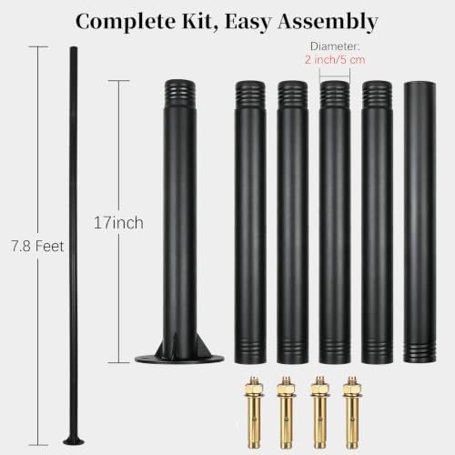DIY Base Mount Heavy Duty Steel Pole - 7.8 ft x 2 inch, alternate view 3