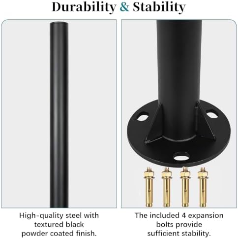 DIY Base Mount Heavy Duty Steel Pole - 7.8 ft x 2 inch, alternate view 4