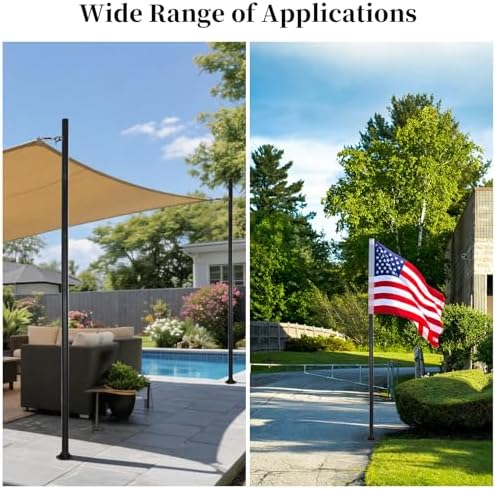 DIY Base Mount Heavy Duty Steel Pole - 7.8 ft x 2 inch, alternate view 5
