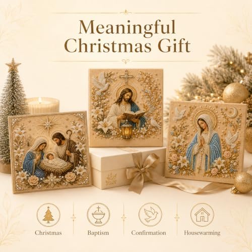 DIY Christmas Pearl Diamond Painting Art Kit with Frame, DIY Jesus Pearl Art Kit, 5D Special Shape Diamond, alternate view 7