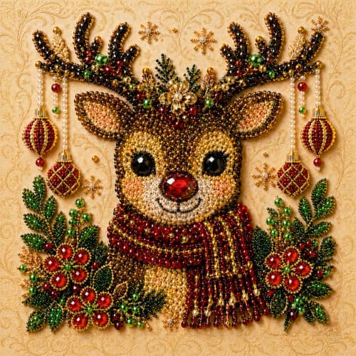 DIY Christmas Pearl Diamond Painting Art Kit with Frame, Home Wall Decor Art Craft Kit, Holiday Christmas Wall