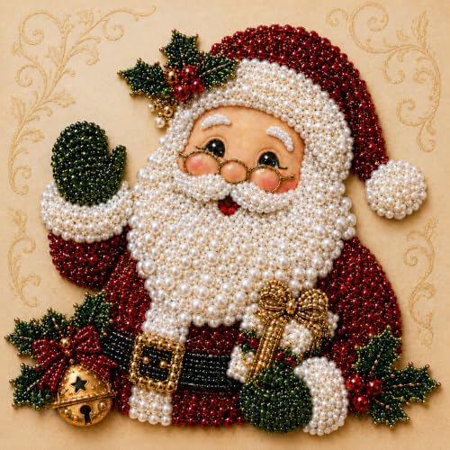 DIY Christmas Pearl Diamond Painting Art Kit with Frame, Home Wall Decor Art Craft Kit, Holiday Christmas Wall