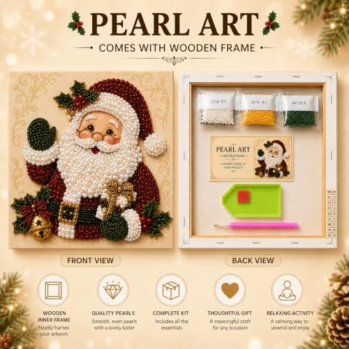 DIY Christmas Pearl Diamond Painting Art Kit with Frame, Home Wall Decor Art Craft Kit, Holiday Christmas Wall, alternate