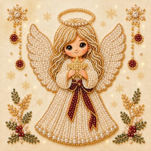 DIY Christmas Pearl Diamond Painting Art Kit with Frame, Home Wall Decor Art Craft Kit, Holiday Christmas Wall