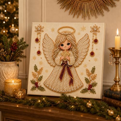 DIY Christmas Pearl Diamond Painting Art Kit with Frame, Home Wall Decor Art Craft Kit, Holiday Christmas Wall, alternate