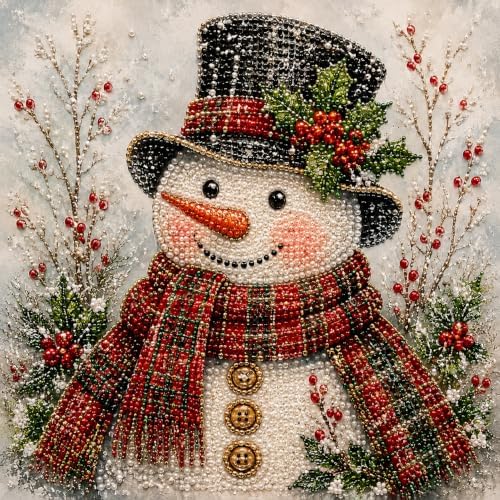 DIY Christmas Pearl Diamond Painting Art Kit with Frame, Home Wall Decor Art Craft Kit, Holiday Christmas Wall