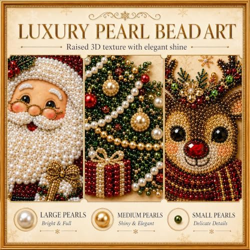 DIY Christmas Pearl Diamond Painting Art Kit with Frame, Home Wall Decor Art Craft Kit, Holiday Christmas Wall, alternate