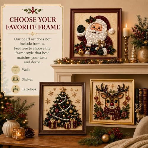 DIY Christmas Pearl Diamond Painting Art Kit with Frame, Home Wall Decor Art Craft Kit, Holiday Christmas Wall, alternate
