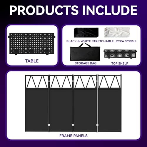 DJ Facade Booth Portable DJ Booth Table, Folding 2-Tier Workstation Table with Cable Management Holes, alternate view 6