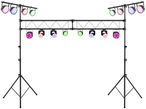DJ Light Stand, 14FT Lighting Truss System with 32 Lights Hold 220LBS Capacity, 11-Level Adjustable Heights