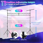 DJ Light Stand, 14FT Lighting Truss System with 32 Lights Hold 220LBS Capacity, 11-Level Adjustable Heights, alternate view 4
