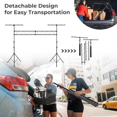DJ Light Stand, 14FT Lighting Truss System with 32 Lights Hold 220LBS Capacity, 11-Level Adjustable Heights, alternate view 5