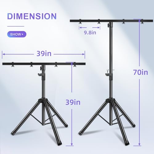 DJ Light Stand Heavy Duty Par Can Tripod T-Bar Stage Lights Stand Adjustable 39-70 Inch DJ Lighting Tripod Mount, alternate