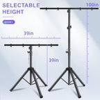 DJ Light Stand Heavy Duty Par Can Tripod T-Bar Stage Lights Stand Adjustable 39-100 Inch DJ Lighting Tripod, alternate view 2