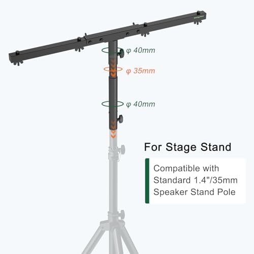 DJ Light Stand T-Bar Cross Bar with Extended Pole Mount, Single, alternate view 4