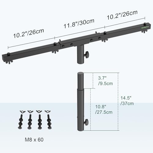 DJ Light Stand T-Bar Cross Bar with Extended Pole Mount, Single, alternate view 5