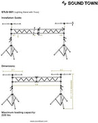 DJ Lighting Stand-Adjustable Height, 11.5 ft Tall with Truss, Portable Lighting Truss System and T-Bars, alternate view 7