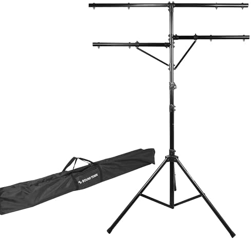 DJ Lighting Stand, Height Adjustable, 12 ft Tall, with Side Bars and Tripod Base (STLS-M12)