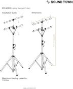 DJ Lighting Stand, Height Adjustable, 12 ft Tall, with Side Bars and Tripod Base (STLS-M12), alternate view 5