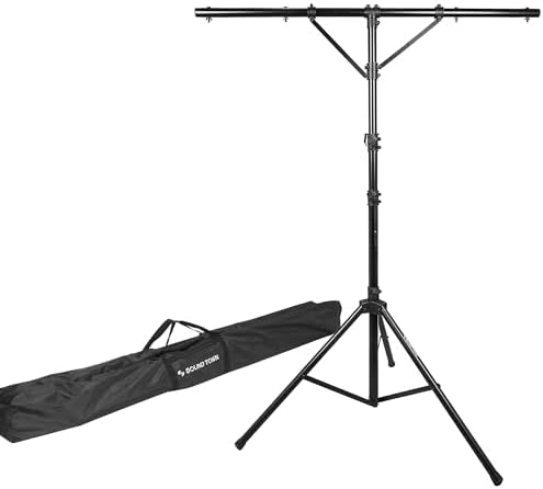 DJ Lighting Stand, Height Adjustable, 12 ft Tall, with T-Bar and Tripod Base (STLS-T12)