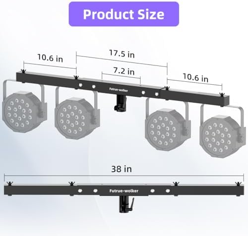 DJ Lighting T-Bar 2 Pack, 5 Lights Portable Extension Crossbar Mount 38 inches long for 35mm Tripod Stand Heavy, alternate