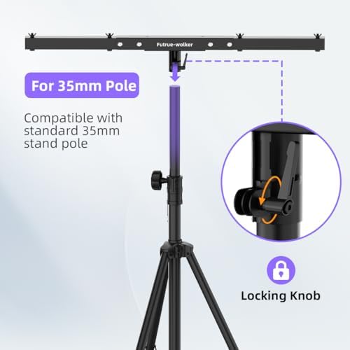 DJ Lighting T-Bar 2 Pack, 5 Lights Portable Extension Crossbar Mount 38 inches long for 35mm Tripod Stand Heavy, alternate