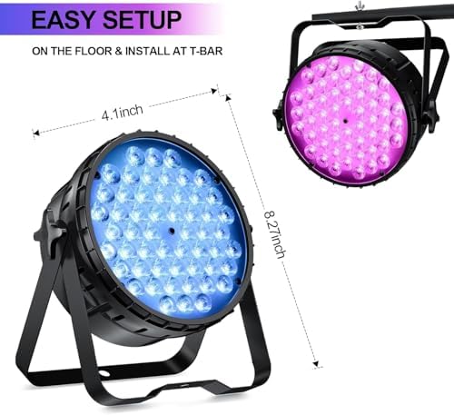 DJ Lights, 54 x 3W RGB LED Stage Par Lights, DMX/Sound(LPC015,4P) in Black, alternate view 2