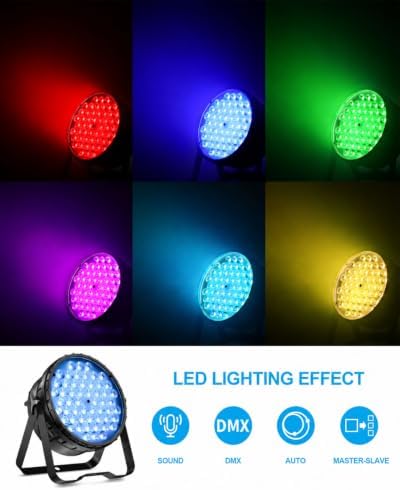 DJ Lights, 54 x 3W RGB LED Stage Par Lights, DMX/Sound(LPC015,4P) in Black, alternate view 5