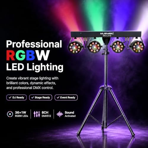DJ Lights DMX Stage Lights LED PAR Light with Strobe Uplighting, alternate view 2