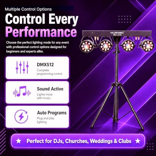 DJ Lights DMX Stage Lights LED PAR Light with Strobe Uplighting, alternate view 4