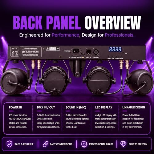 DJ Lights DMX Stage Lights LED PAR Light with Strobe Uplighting, alternate view 6
