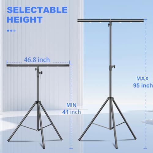 DJ Lights Stand with Round T Bar, Heavy Duty Par Can Tripod, alternate view 2