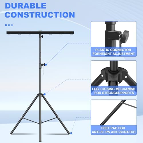 DJ Lights Stand with Round T Bar, Heavy Duty Par Can Tripod, alternate view 3