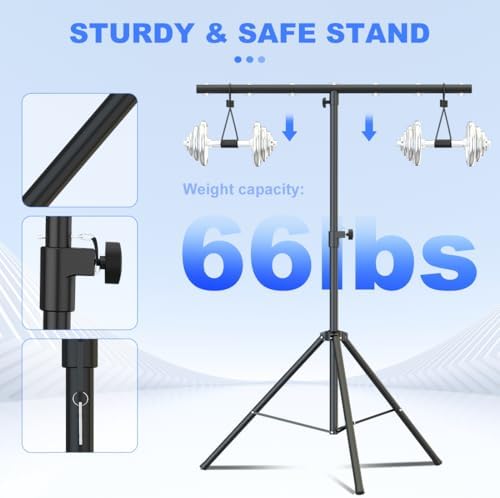 DJ Lights Stand with Round T Bar, Heavy Duty Par Can Tripod, alternate view 4