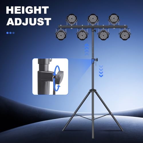 DJ Lights Stand with Round T Bar, Heavy Duty Par Can Tripod, alternate view 5