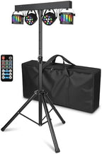 DJ Lights with Stand, Rechargeable Battery Powered Stage Light System, 4-in-1 Party Bar Light Package, Sound