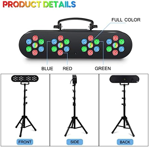 DJ Lights with Stand, Telbum Stage Lights with Stand Sound Activated LED Par Light Set, for Mobile Booth Gig Bar, alternate