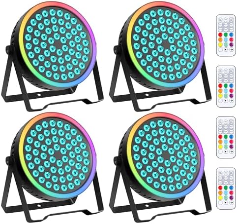 DJ Par Lights 4Pack 90W 60LEDs RGB Halo Strip in Black
