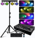 DJ Stage Lights with Stand, 240W RGBW LED Par Light, DMX, Wireless Footpedal, Remote Control, Sound-Activated